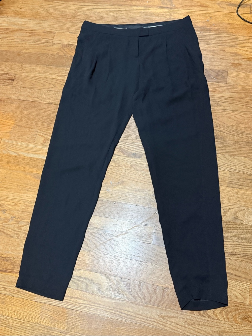 L.A.M.B Black Silk Chiffon Straight Leg Dress Pants